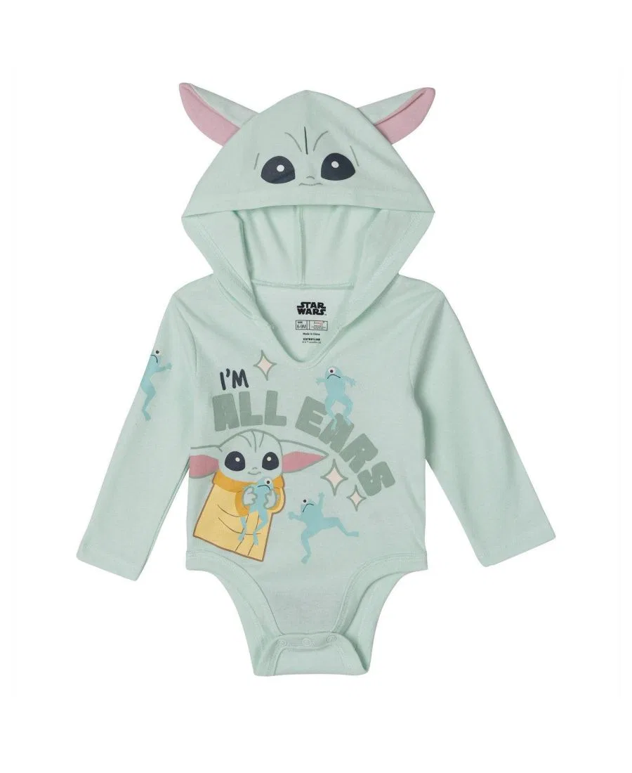 Комплект боди с капюшоном из 3 предметов Star Wars Cosplay Hooded Bodysuit The Mandalorian, Mando Grogu Multi — фото 3