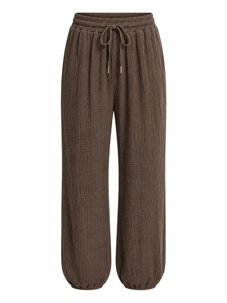 Брюки Worldclassca Regular Pants 'Damen Musselin Hose Sommer' темно-коричневого цвета — фото 2