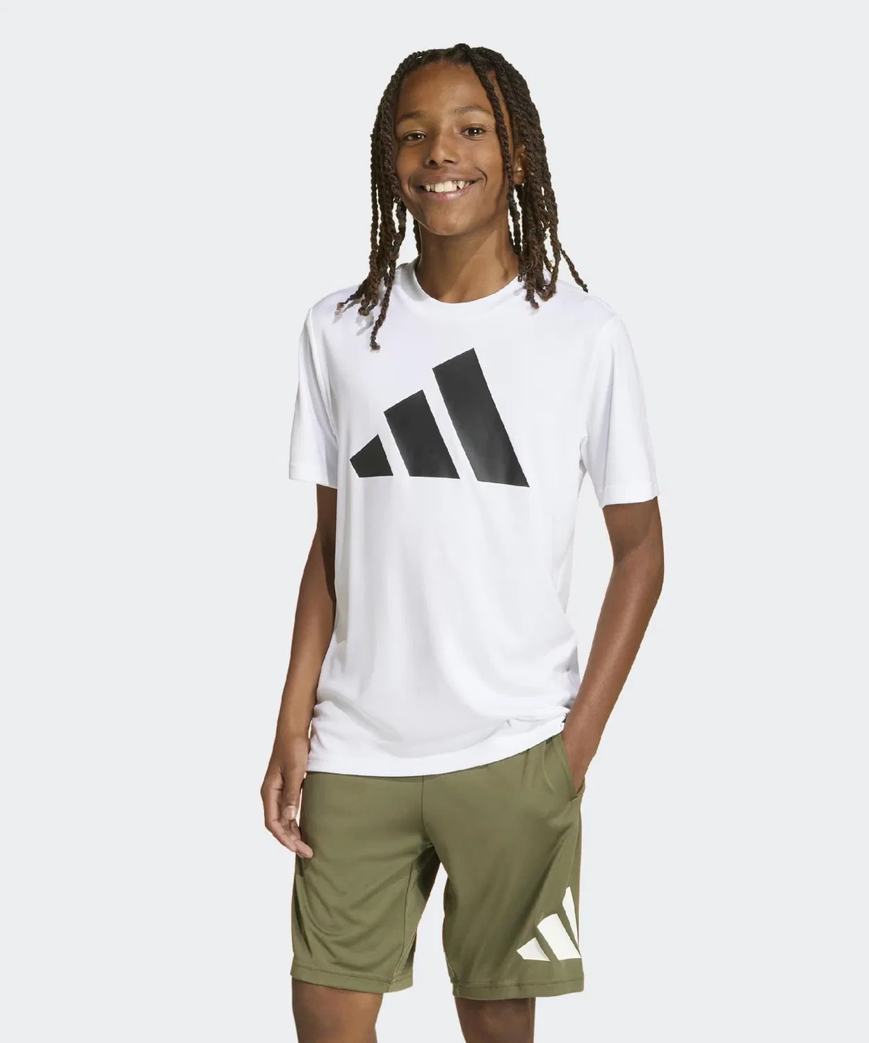 Детская футболка с коротким рукавом, с принтом, Train Essentials Big Logo Adidas, White