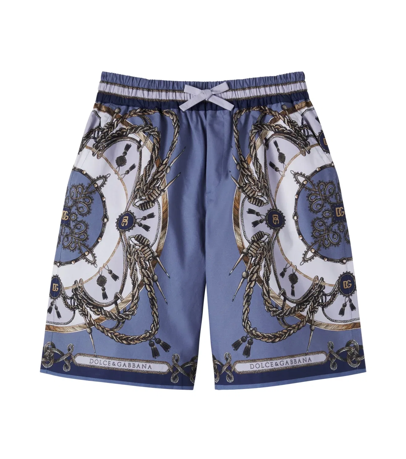 Бермуды из поплина с принтом Dolce&Gabbana Kids, синий