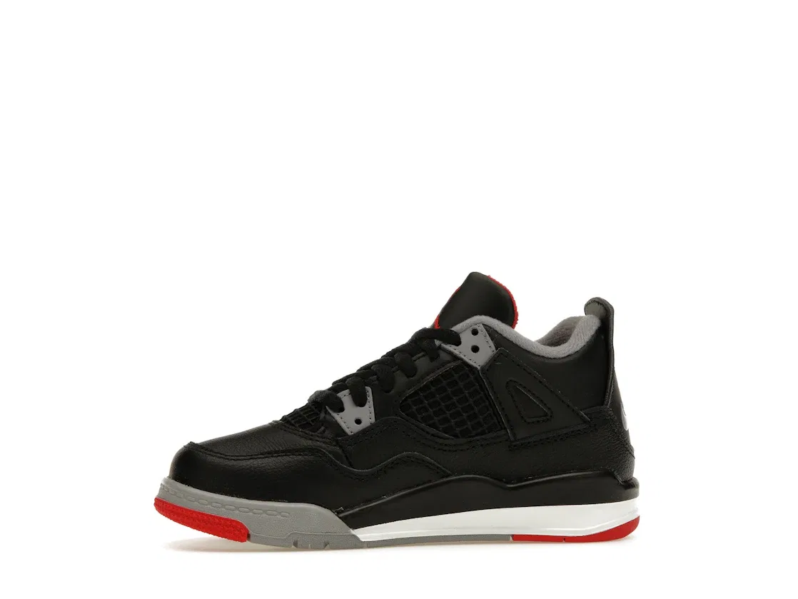 Детские кроссовки с кожаным верхом Jordan 4 Retro Bred Reimagined Jordan, Black/Cement Grey/Varsity Red/Summit White — фото 3