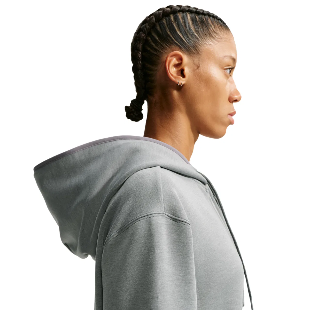Женское худи на молнии с влагоотводящей технологией Dri-FIT Studio Fleece Sport Full Zip Hoodie Nike, Heather/Smoke Grey/White — фото 4