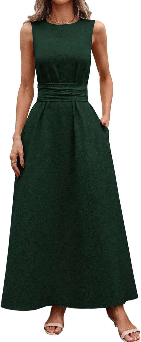 Женское повседневное платье с завязкой на талии Solid Color, 3