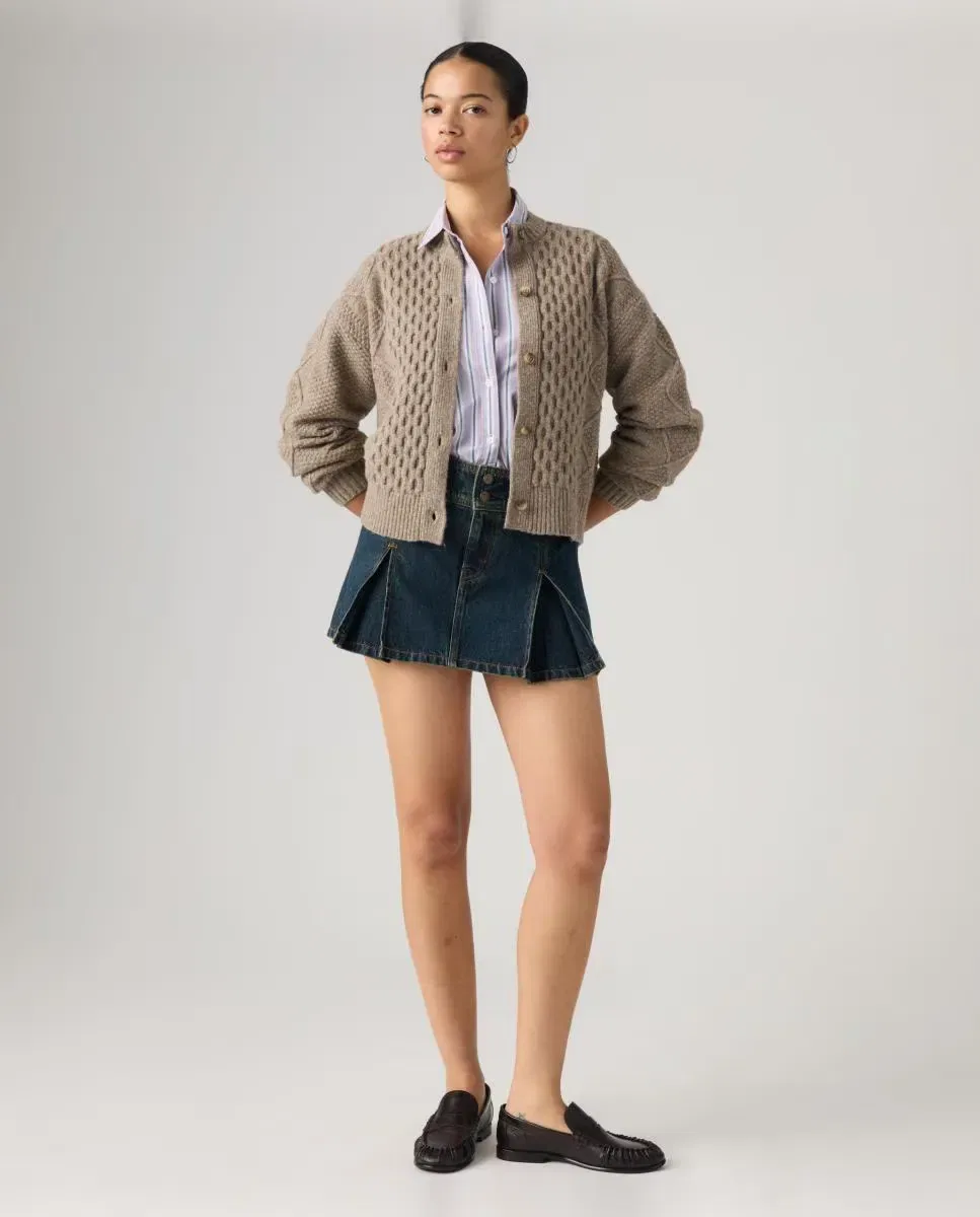 Женская короткая джинсовая юбка с инвертированными складками Levi's, Azul Marino — фото 4