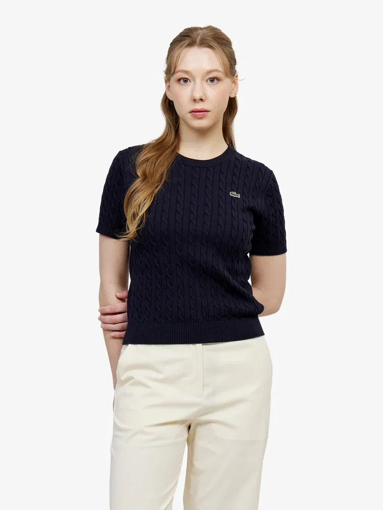 Свитер женский с кабельным узором LACOSTE, Navy