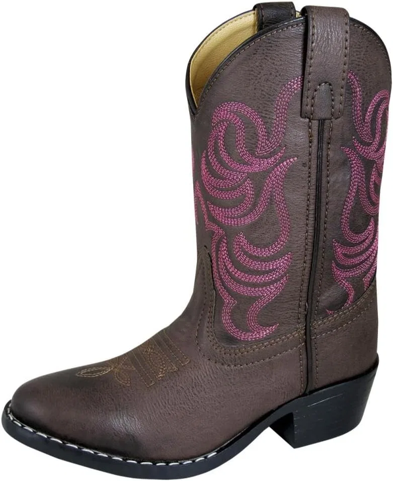 Детские сапоги для девочек с западным носком Smoky Mountain Boots Monterey Series, Brown/Rose Stitch
