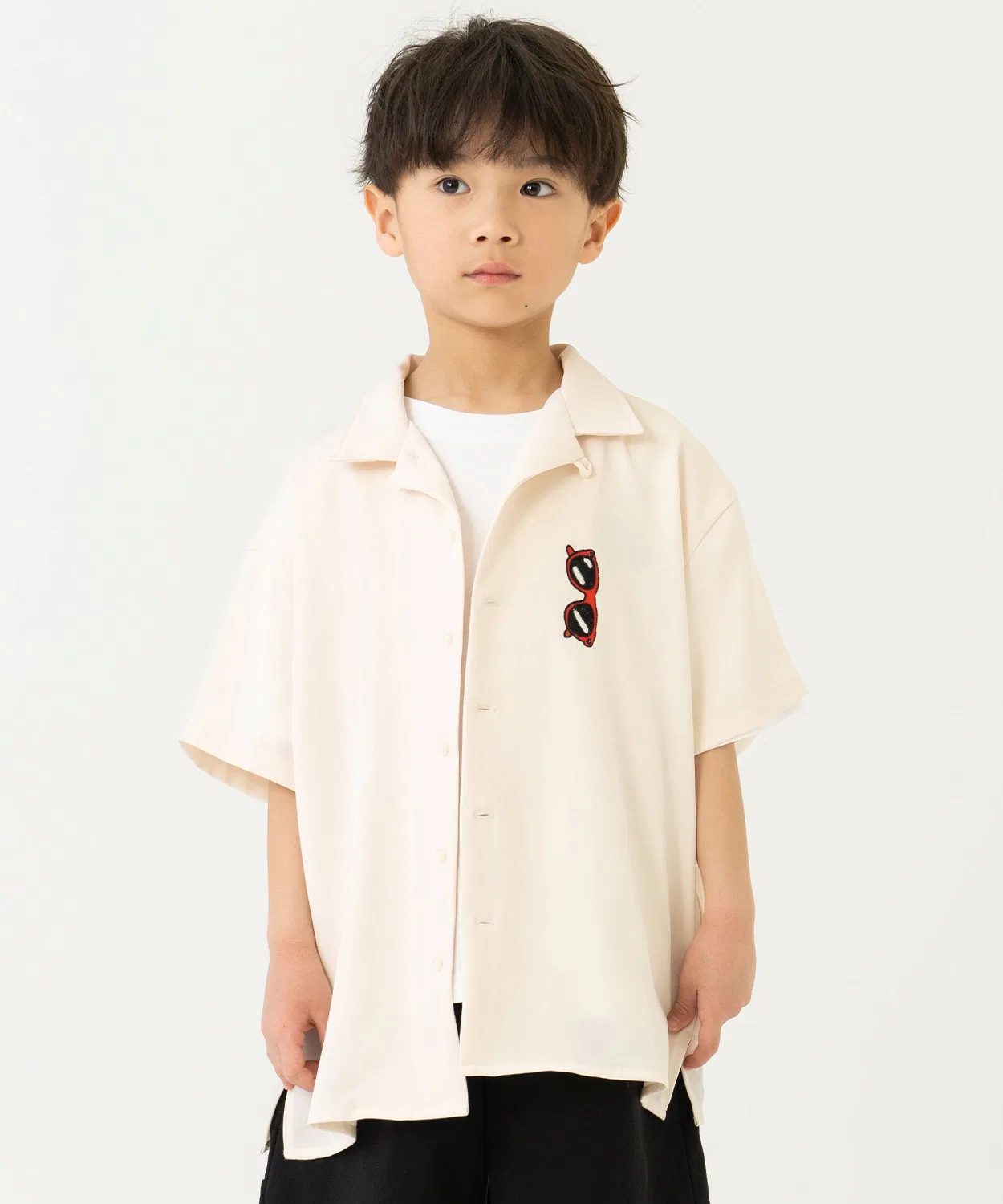 Детская рубашка с вышивкой Souvenir, с коротким рукавом, and D. petit main, Off White