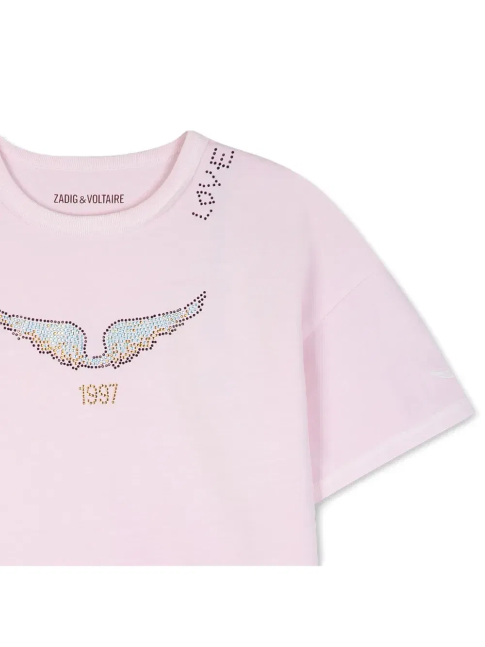 Футболка со стразами Zadig & Voltaire Kids, розовый — фото 3