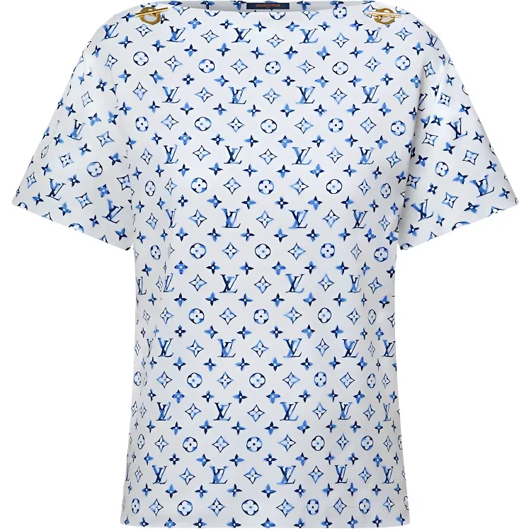 Футболка с принтом, хлопковая, Louis Vuitton, White