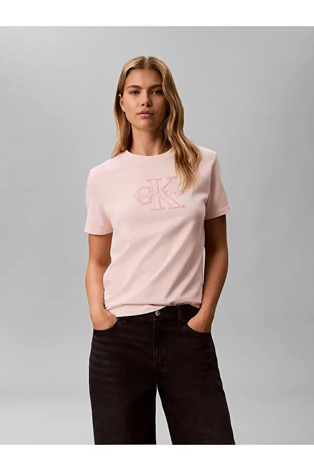 Женская хлопковая футболка с принтом Calvin Klein, Pink