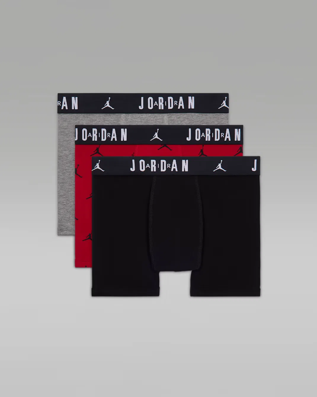 Детские хлопковые боксеры Flight Cotton Essentials (комплект из 3 штук) Jordan, Multi-Color/Gym Red