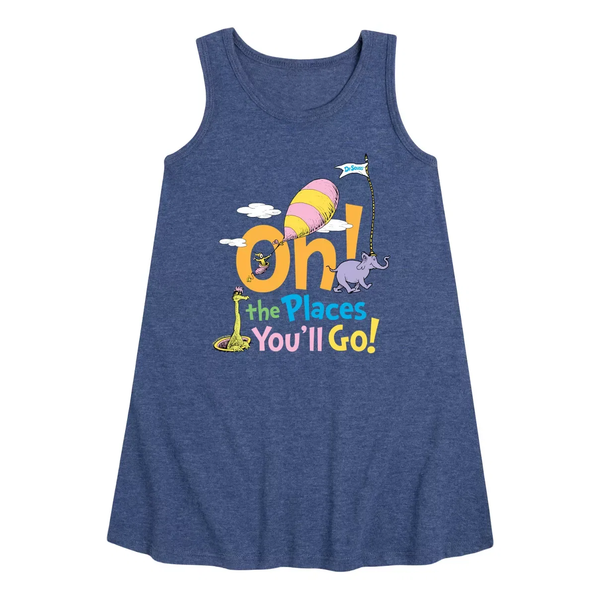 Детское платье-трапеция без рукавов Dr. Seuss Oh! The Places You'll Go, Heather Navy