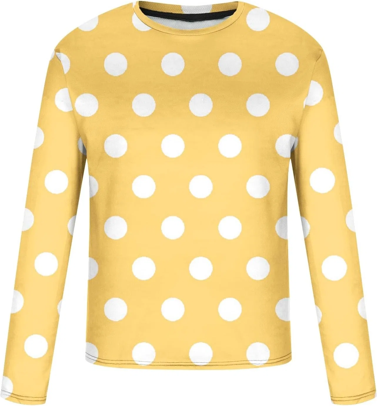 Мужская футболка с длинным рукавом в горошек, Yellow — фото 2