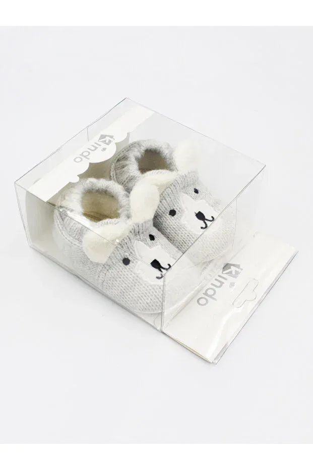 Детские пинетки для новорожденных вязаные Kindo Baby, Silver — фото 3