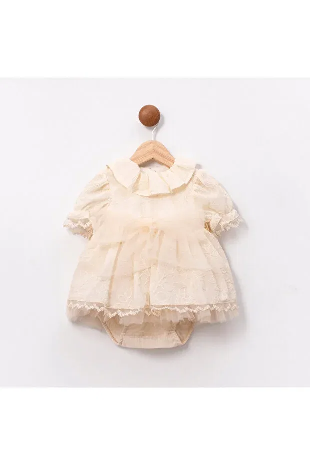 Детское платье для девочек хлопковое Leona Ma Moi Baby For A Little Smile, Beige — фото 2