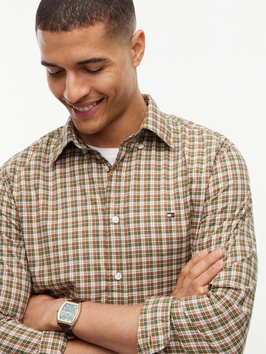 Рубашка на пуговицах TOMMY HILFIGER Regular fit Button Up Shirt 'Flex', светло-коричневый — фото 3