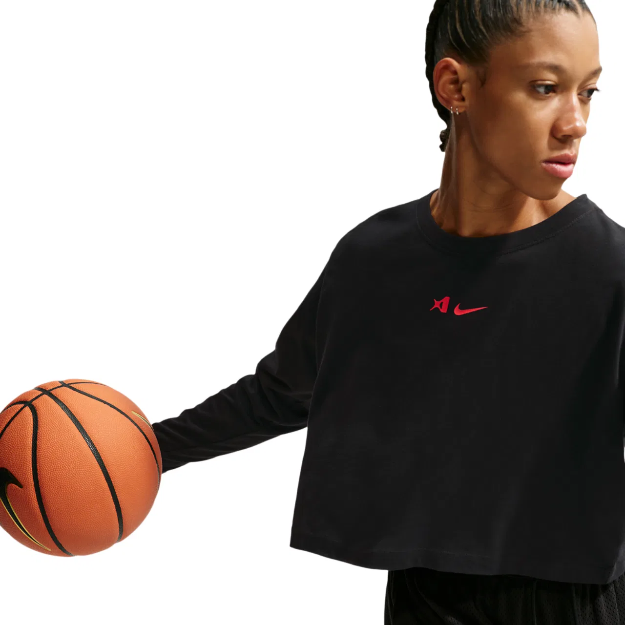Женская футболка с длинным рукавом Nike A'Ja LS Tee, Black — фото 3