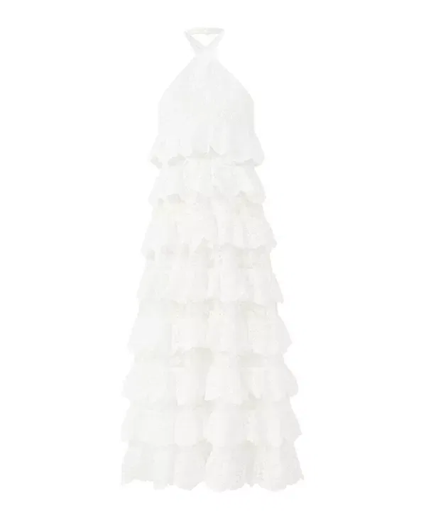 Детское платье для девочек с кружевной отделкой Paloma Lace Frill Maxi Dress Marlo Kids, Ivory