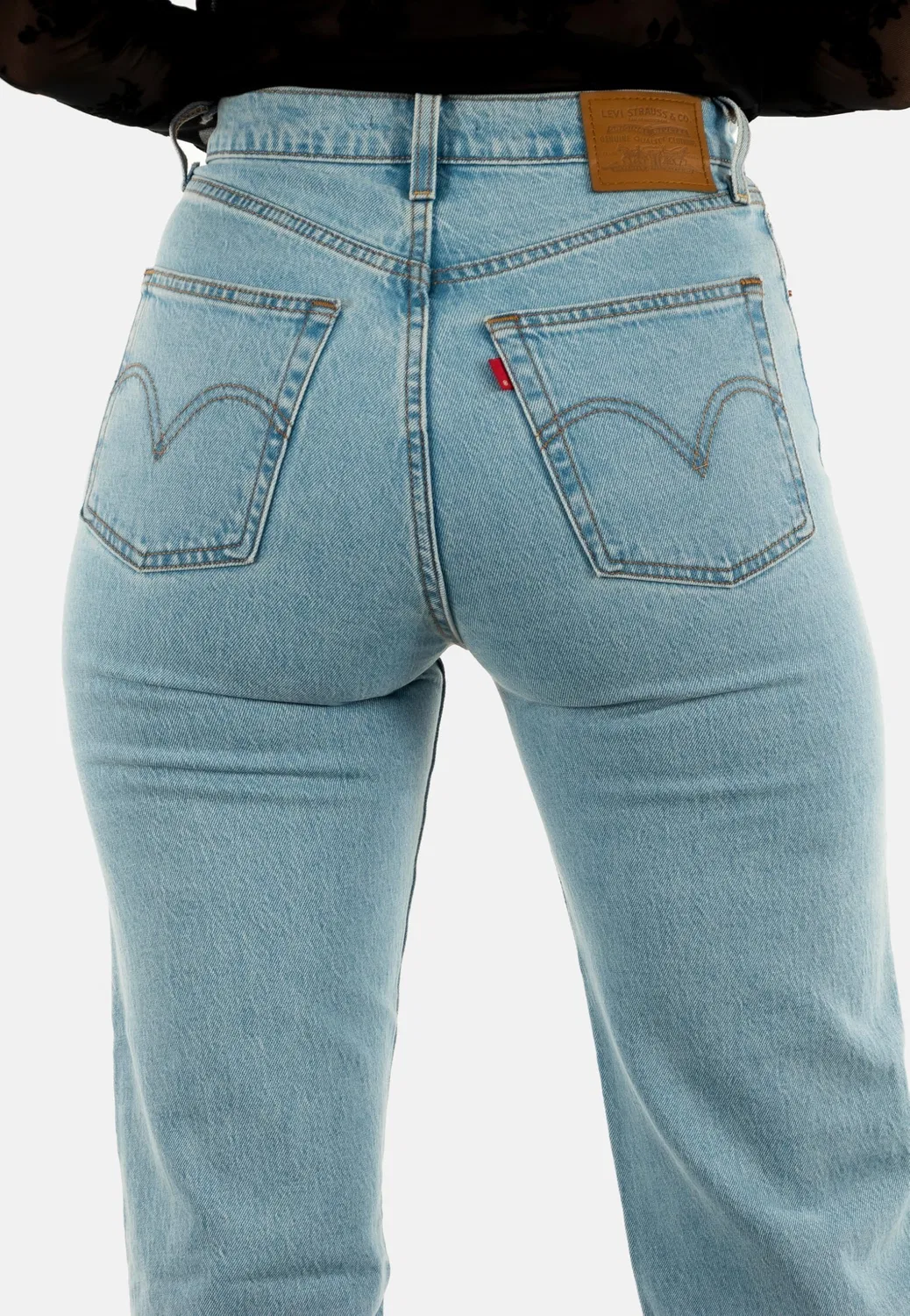 Женские джинсы с высокой посадкой Levi's Ribcage, Psk Clean Stone Blasted Stone Clean — фото 4