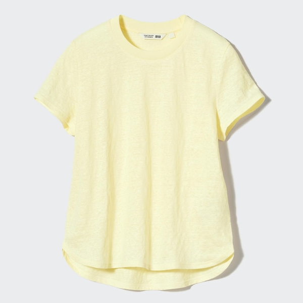 

Футболка с круглым вырезом из 100% льна UNIQLO, желтый