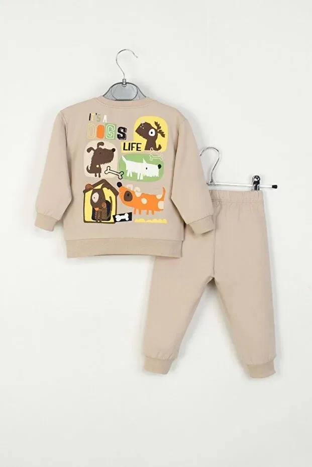 Детский комплект спортивного костюма с принтом It's A Dog's Life Ww Waka Waka Kids Store, Beige — фото 3