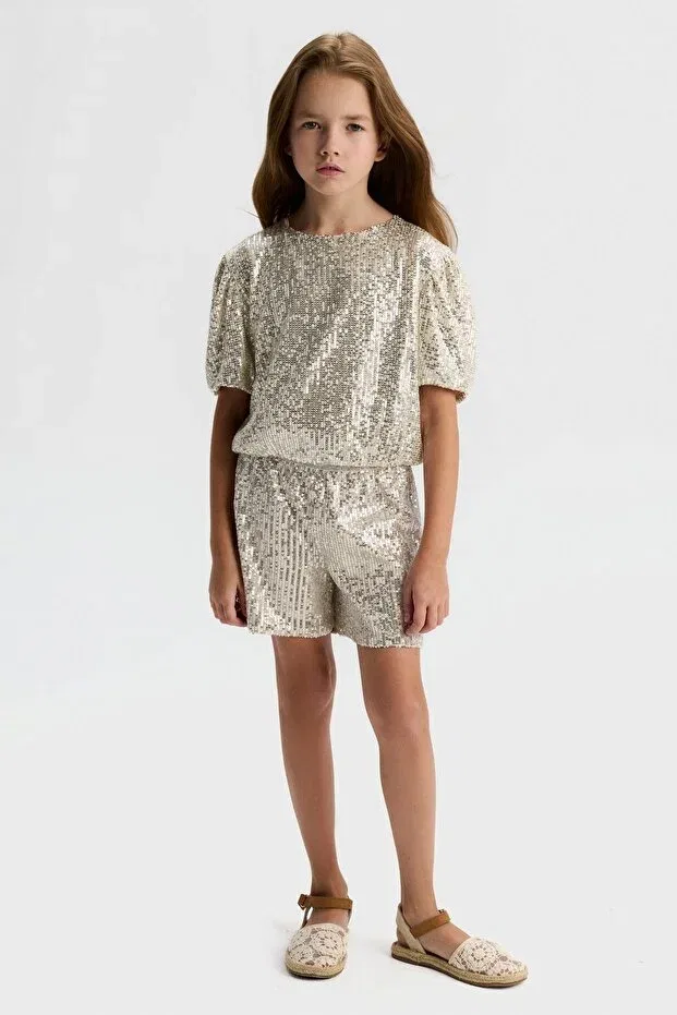 Детские шорты для девочек с пайетками Nk Kids, Cream
