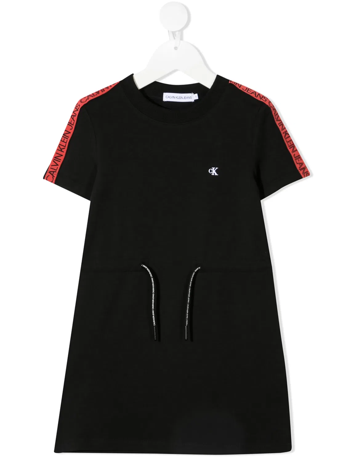 Короткое платье с логотипом и кулиской Calvin Klein, черный