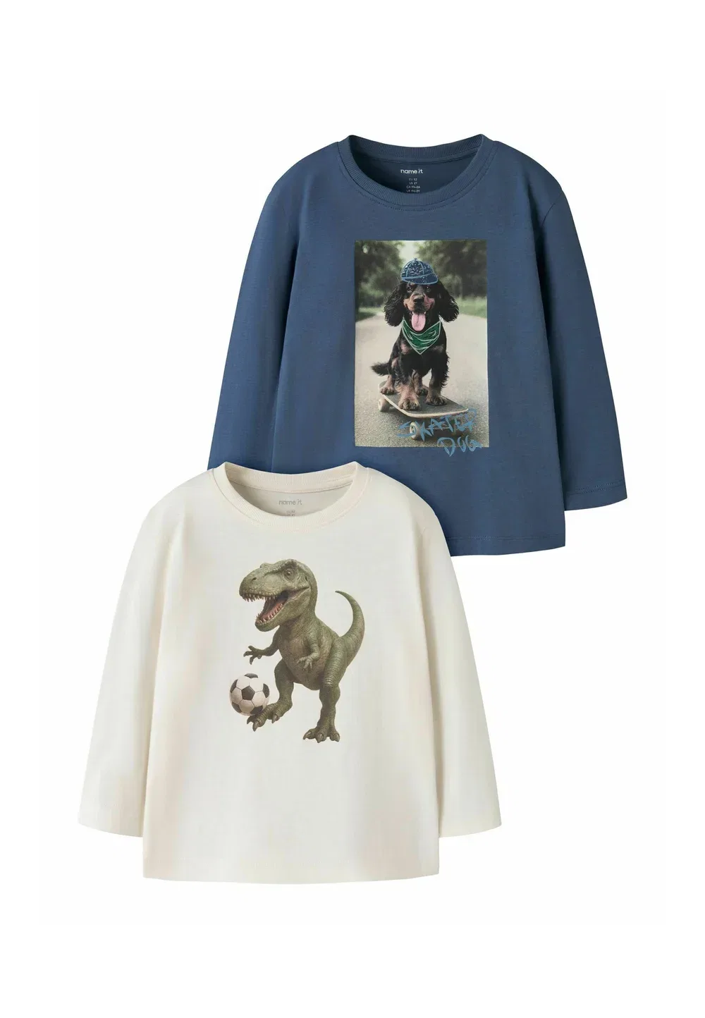 Комплект из 2 топов - футболка с длинными рукавами Name It, Vintage Indigo