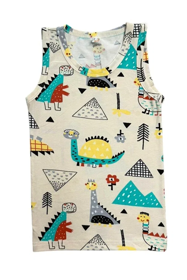 Детский комплект нижнего белья для мальчиков хлопковый Dinosaurs Patterned Elmas Kids, Beige — фото 4