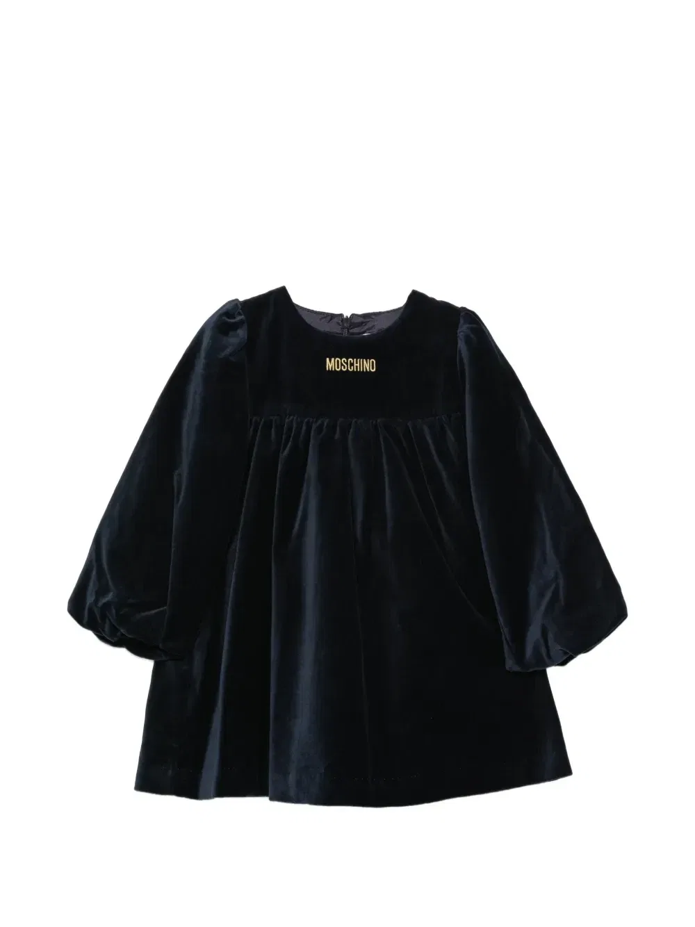 Бархатное платье с вышивкой логотипа Moschino Kids, черный
