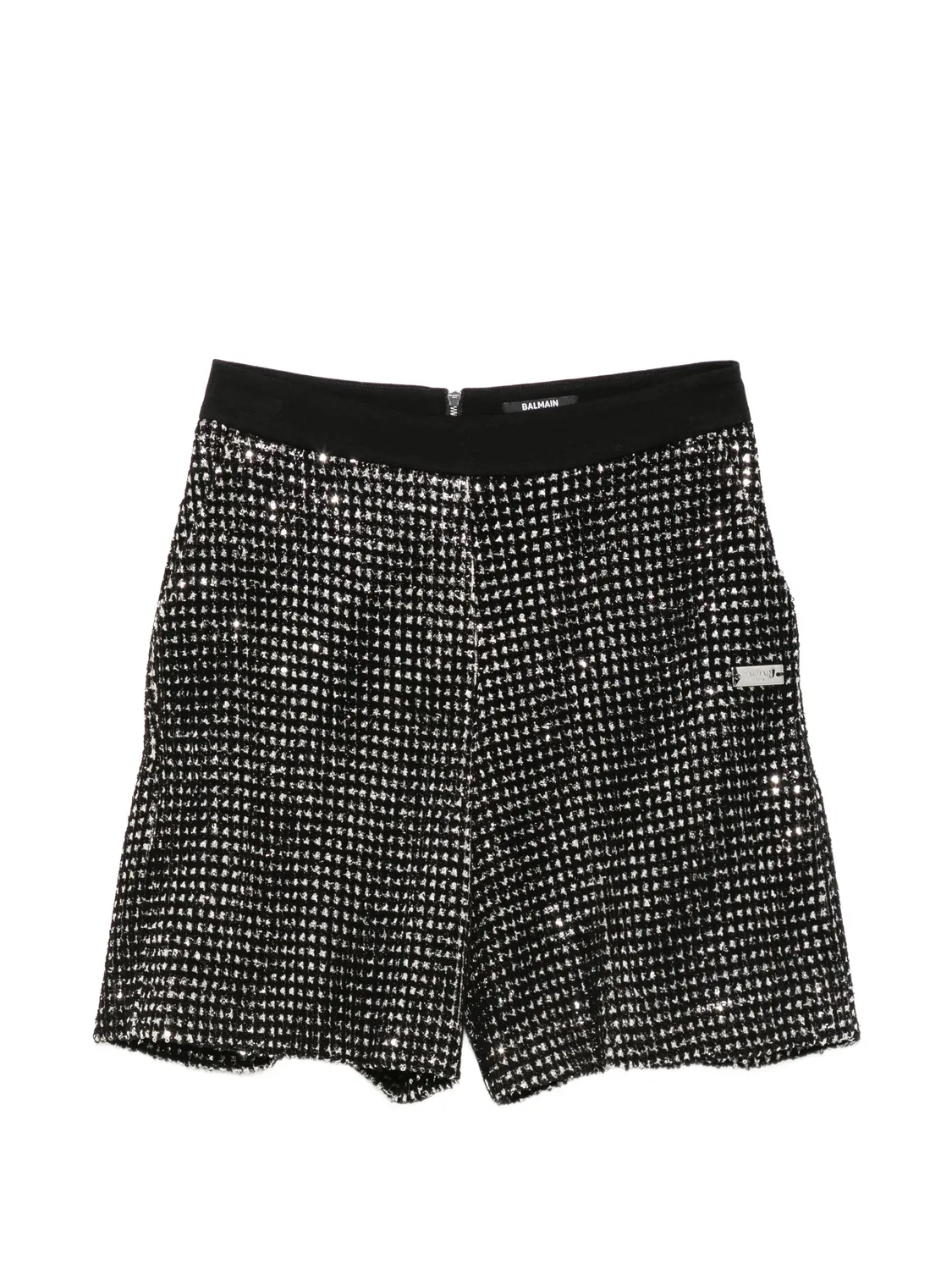 Шорты с пайетками и логотипом Balmain Kids, черный