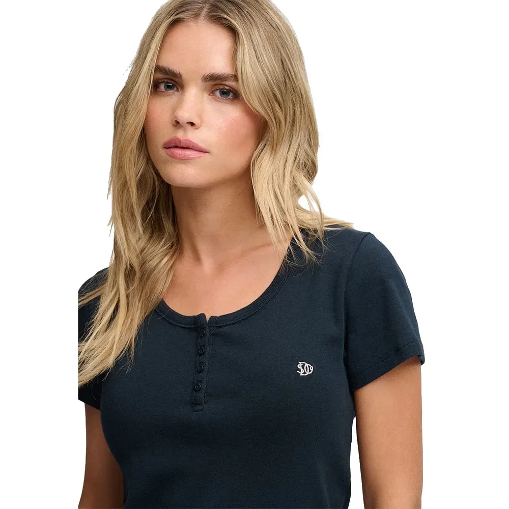Женская футболка с коротким рукавом Athletic Essential Button Down Superdry, Blue — фото 4