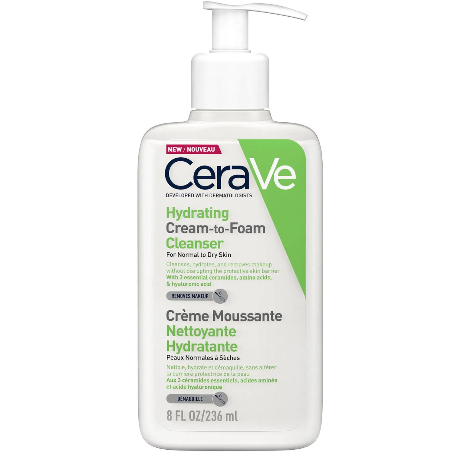Очищающая пенка CeraVe Hydrating Cream-to-Foam Cleanser, 236 мл