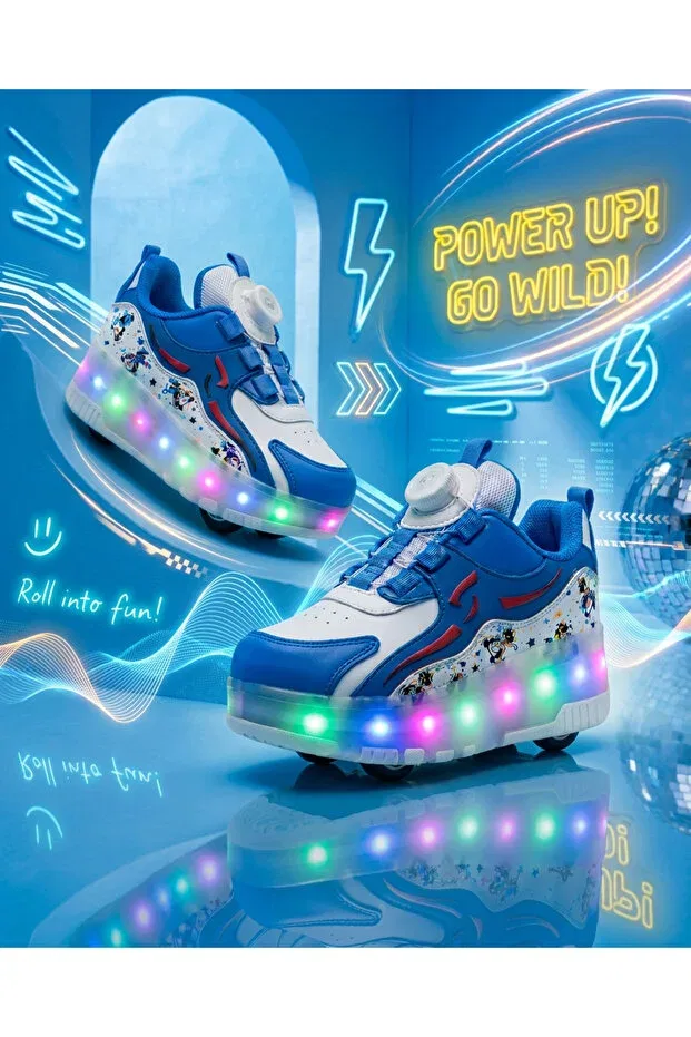 Детские кеды с принтом Unisex Fun led-soled roller skates Rocky, Red