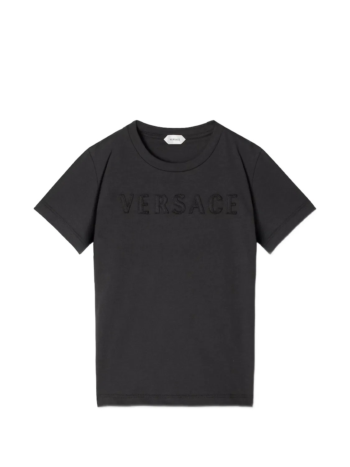Футболка из джерси с вышитым логотипом Versace Kids, черный