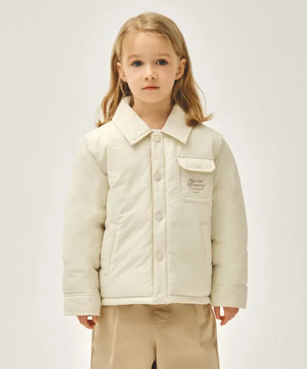 Пуховик детский с логотипом, Marithé Kids, слоновая кость
