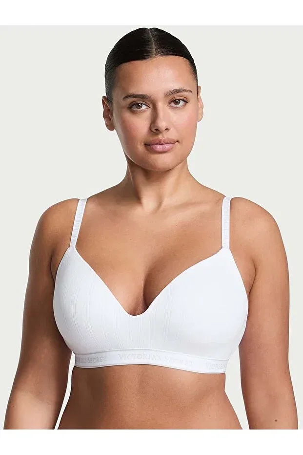 Женский бюстгальтер без косточек с v-образным вырезом Ultra Thin Modal Lightly Padded Supportive Wirefree Bra Victoria'S Secret, Vs White
