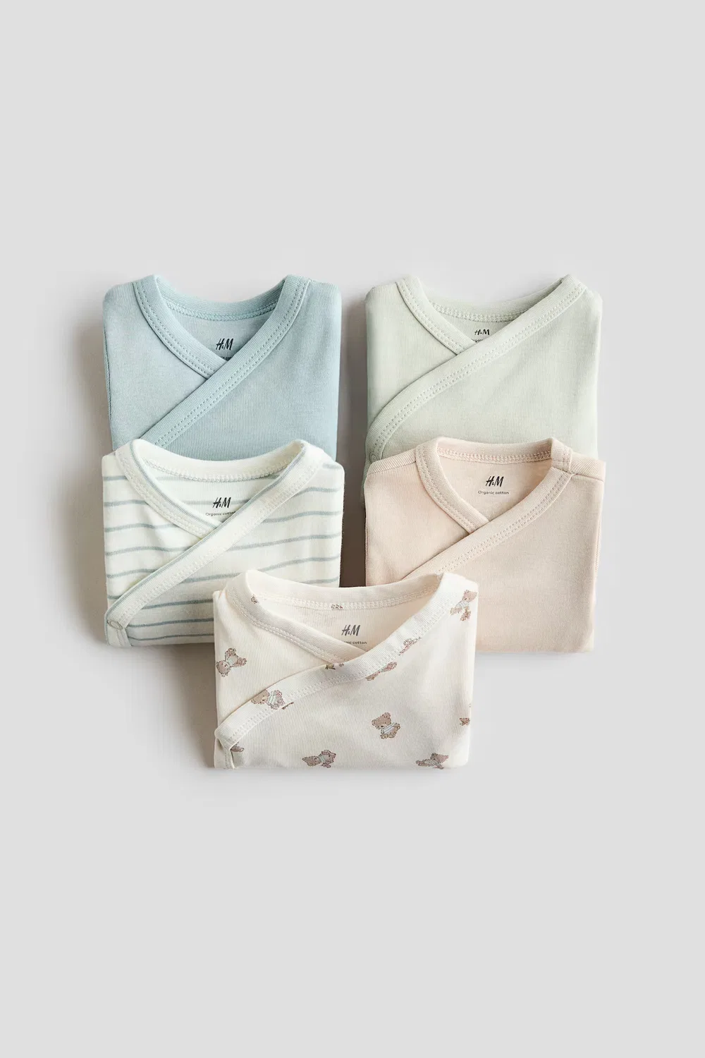 Набор из 5 боди-оберток H&M, Türkis/Teddybären — фото 2