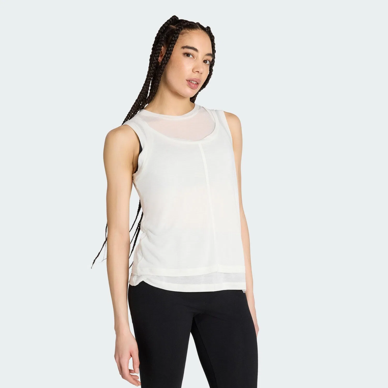 Женский топ без рукавов Soft Lux Sheer Tank Top adidas, Beige