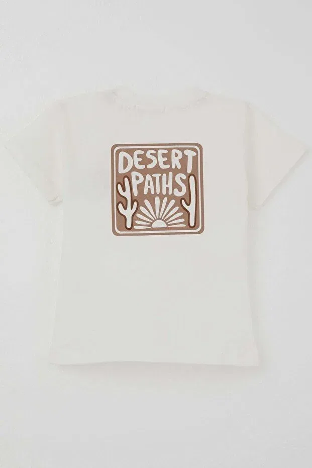 Детская футболка для мальчиков с принтом Desert Adventure, Breeze, Ecru — фото 4