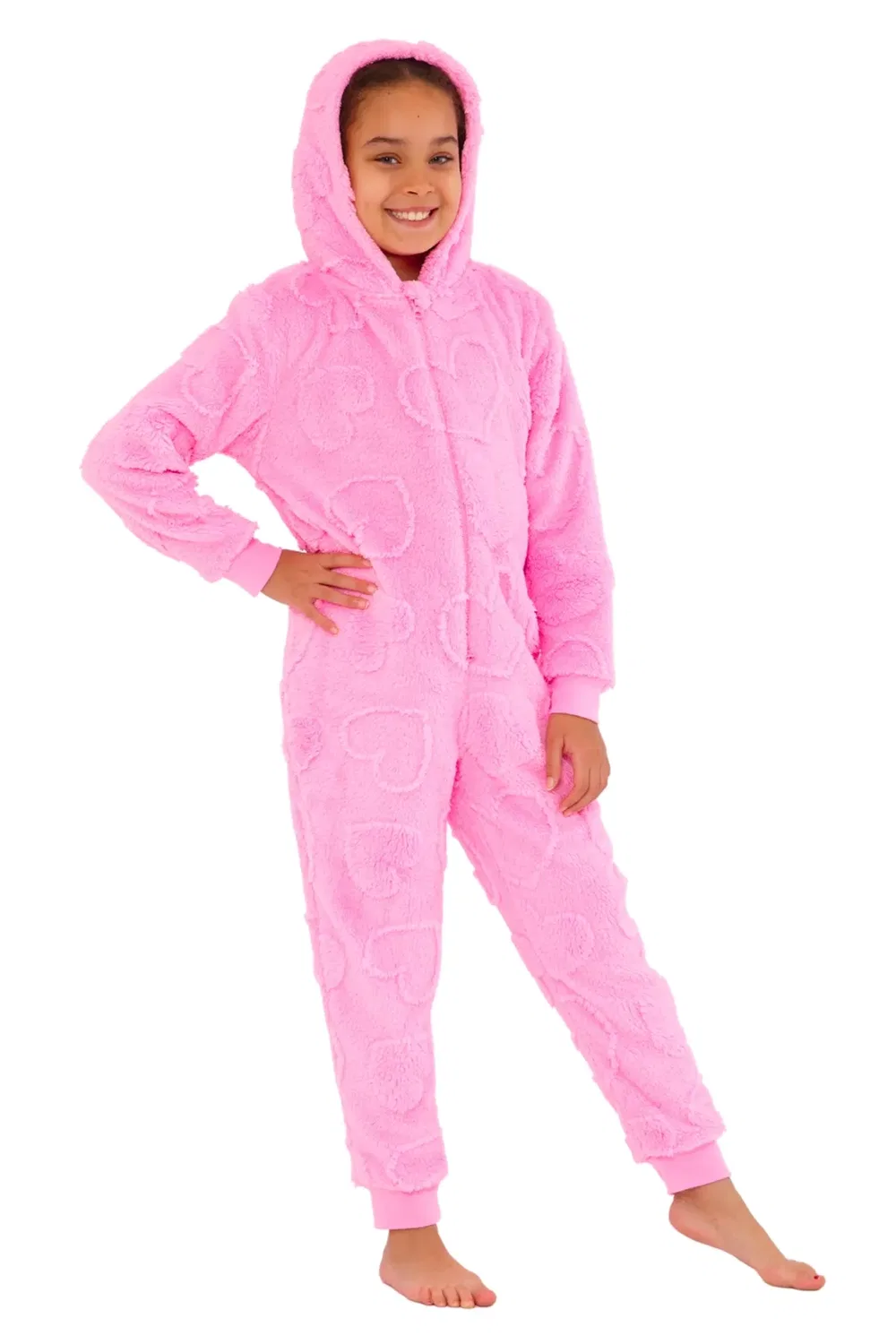 Детский флисовый боди-комбинезон с принтом Heart Cozy N Dozy, Pink