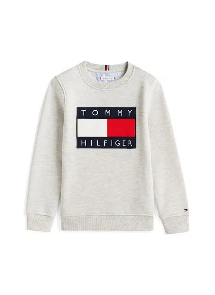 Свитшот с принтом флага Tommy Hilfiger, светло-серый — фото 4