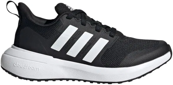 Детские кроссовки для девочек с эластичной шнуровкой Fortarun 2.0, Black/White/Black