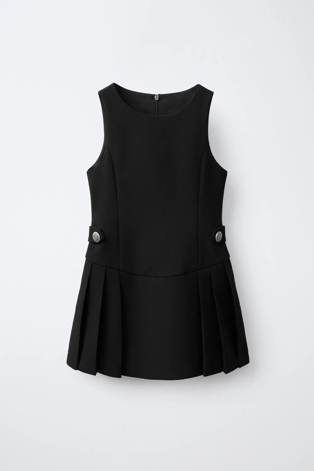 Платье с плиссированной отделкой ZARA, Black