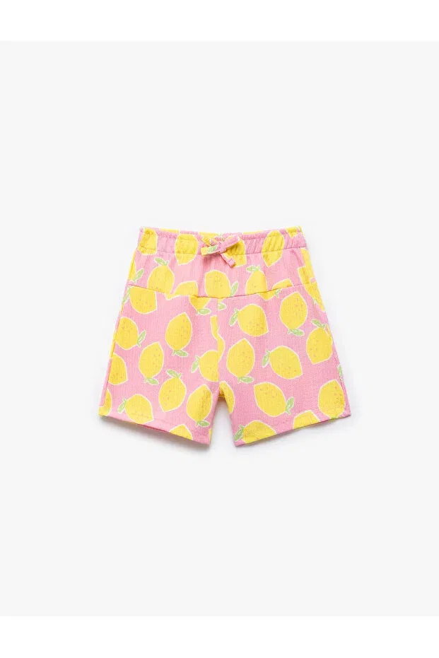 Детские шорты для девочек с принтом Lemon printed Koton, Pink Patterned