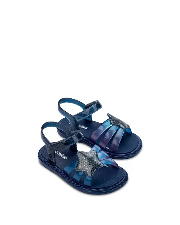 Детские сандалии для девочек с блестками Mini Melissa, Blue/Glitter
