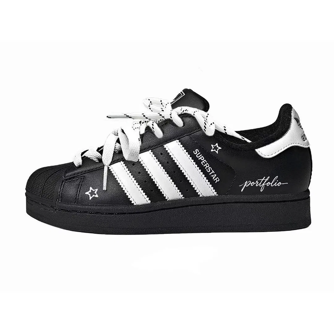 Детские кроссовки для скейтбординга с низким профилем Adidas Originals Superstar 2, Черный Белый — фото 3