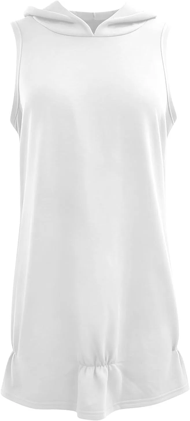Женская спортивная туника-свитшот с капюшоном Loose Fit, White — фото 4