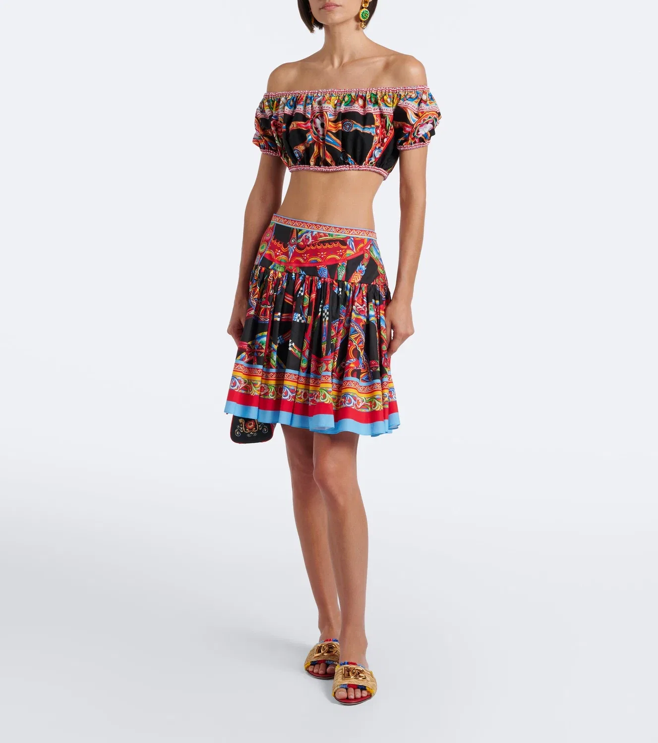 Мини-юбка Caretto из хлопка Dolce & Gabbana, мультиколор — фото 2