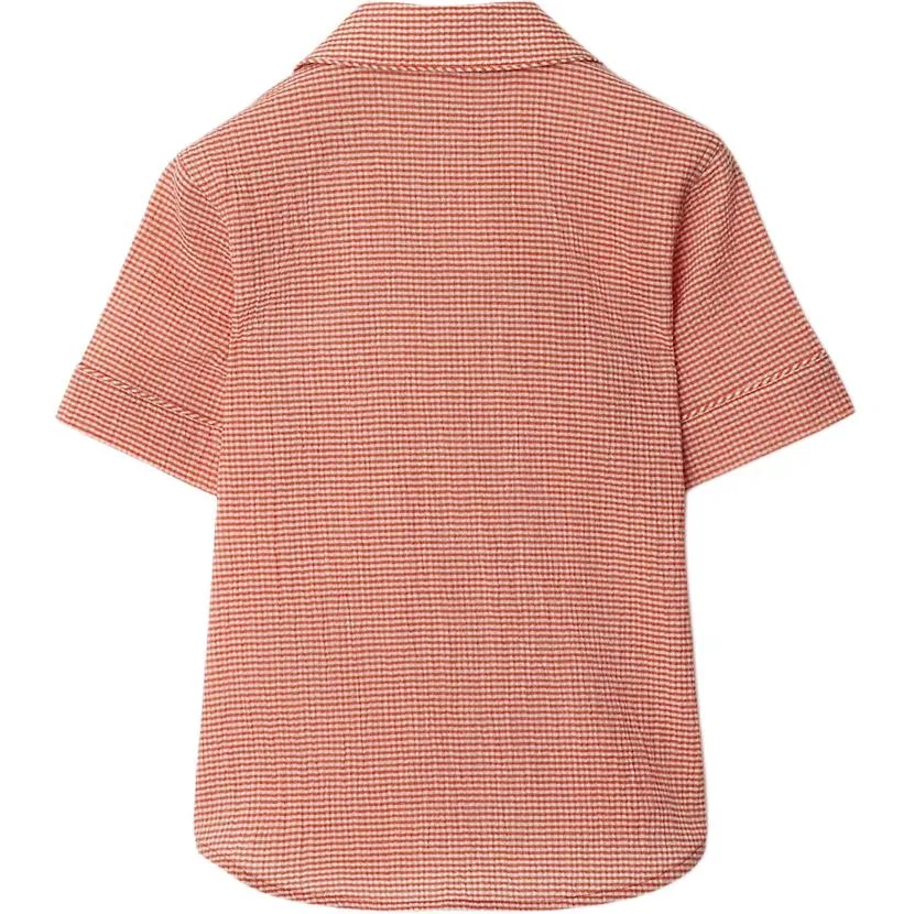 Детская рубашка с коротким рукавом в клетку Burberry, Orange Red — фото 2